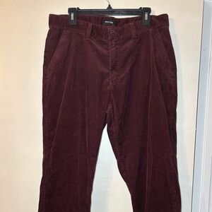 Brixton Men’s Corduroy Pants, Size 33, Burgundy, Choice Standard Fit, Preppy